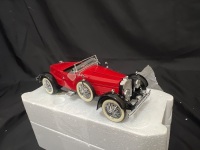 1928 Stutz Blackhawk Boattail Speedster &ndash; Red - Franklin Mint B11RJ58 - Fair Condition; Repaired Windscreen & Driveshaft