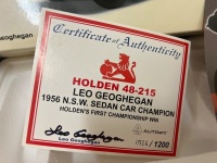 1956 Holden 48-215 # 2 Leo Geoghegan - N.S.W Sedan Car Champion - 0514/1200 - AUTOart 85662 - Car & Certificate Signed Leo Geoghegan - 6