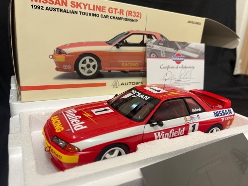 1992 Nissan Skyline GT-R (R32) # 1 Jim Richards ATCC - 0817 / 1008 - AUTOart 89277 - Certificate Signed Jim Richards