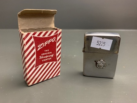 Vintage Zippo Lighter with USA Crest - Well Used - With Original Box