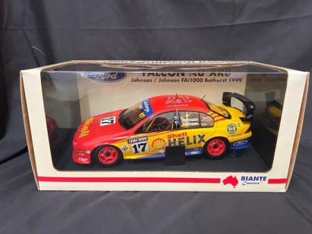 1999 Ford Falcon AU - #17 Dick Johnson / Steven Johnson - FAI 1000 - 0016 / 5004 - Biante MB009 - Certificate Signed Dick Johnson; Broken Windscreen Wiper
