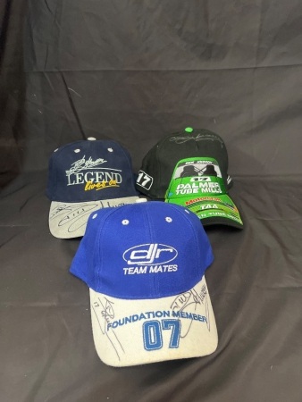3 x Dick Johnson Racing Caps &ndash; Signed Legend Cap, Team Mates Foundation Member 2007 & Palmer Tube Mills Cap