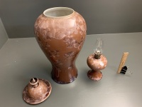 Gavin Nash Crystalline Glaze Pottery Tall Lidded Urn + Smaller Kero Lamp - 2