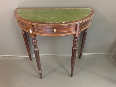 Small Demi Lune Side Table with Single Drawer
