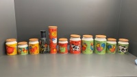 Asstd Lot of 10 Dunoon Pottery Funky Farm Kitchen Cannisters + Italian Vase