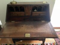 Georgian Oak Fold Down Writing Bureau with Fitted Inside + 4 Drawers Underneath on Bracket Feet - 2