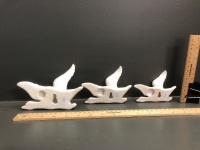 Set of 3 White Ceramic Wall Flying Birds - 2