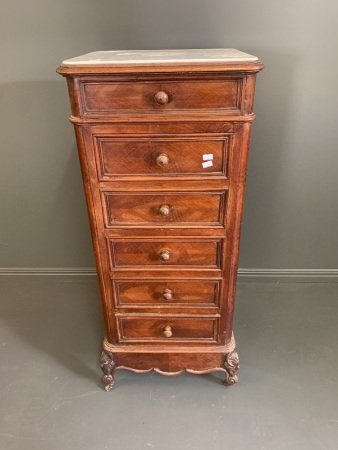 Antique French Marble Topped Flight of Drawers on Cabriole Legs