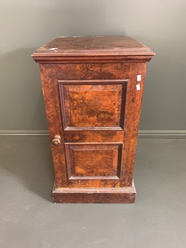 Antique French Pot Cupboard with Burr Walnut Veneer & Fielded Panel Door