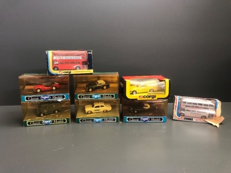 Asstd Collection of 8 Boxed Corgi Model Cars & Buses