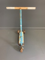 Antique Small Tin Scooter with Cast Iron Wheels - 2