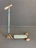 Antique Small Tin Scooter with Cast Iron Wheels - 3