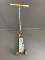 Antique Small Tin Scooter with Cast Iron Wheels - 4