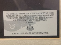 Framed Kelantan Malaysia Headress Commemorating 50 Years Since End of WW2 - 2
