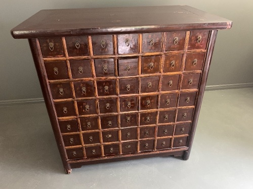 Genuine Qing Dynasty Lacquered Timber Chinese Apothecary Cabinet from Shandong Province, Northern China - 49 Drawers