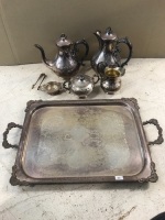 Vintage Plated Tea Set with Heavy Tray