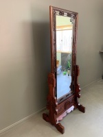 Stunning Chinese Carved Rosewood Chinese Standing Mirror - 2