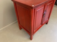 Chinese 2 Door Cupboard with Ox Blood Lacquer Finish - 3