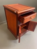 Heavy Contemporary Chinese Rosewood Bedside Table with Secret Drawer - 3