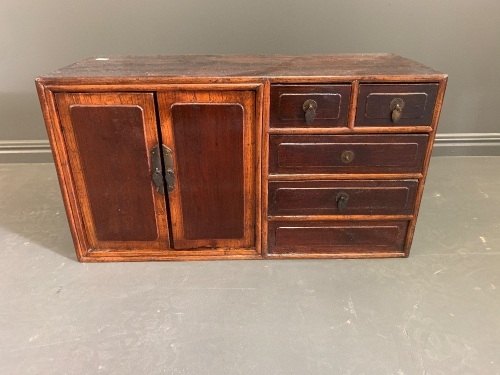 Antique Chinese Stationery Cabinet - 2 Doors 4 Drawers + False Secret Drawer