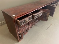 Intricately Carved Antique Korean Long Chest with 2 Hidden Drawers - 3