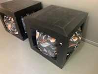 Pair of Large Black Timber Side/Lamp Tables with Pull Out Bean Bags for Extra Seating from Hong Kong - 2