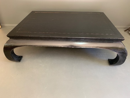 Large Black Lacquer Opium Style Coffee Table