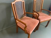 Pair of Upholstered Van Treight Elbow Chairs with Split Cane Backs - 3