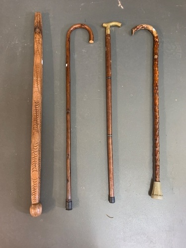 Collection of 4 Asstd Walking Sticks