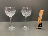 Pair of Tall Stemmed Waterford Crystal Wine Glasses