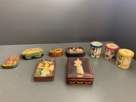 Collection of Vintage Tins inc. Australian Animals, Ships, Royal Family Etc - 9 in Total