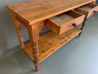 Pine 2 Drawer Side Table with Shelf Under - 3