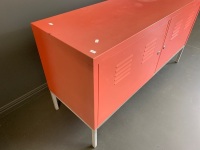 Red 2 Door Metal Cabinet - No Keys - 3