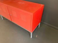 Red 2 Door Metal Cabinet - No Keys - 4