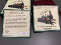 2004 $5 Silver Proof Coin from Royal Australian Mint - 150 Years of Steam Railways in Australia - MIB - 2