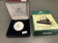 2004 $5 Silver Proof Coin from Royal Australian Mint - 150 Years of Steam Railways in Australia - MIB - 3