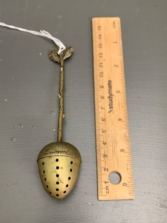 Antique Brass Baby Rattle in the Form of an Acorn