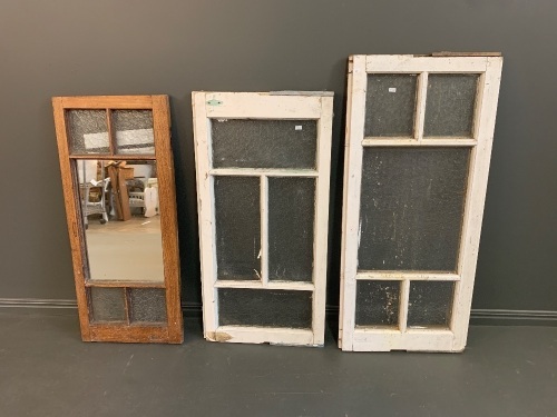 3 x Assorted Vintage Silky Oak Framed Windows