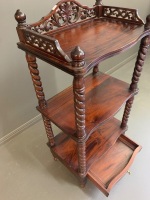 Quality Contemporary 3 Tier Mahogany Whatnot with Carved Frieze & Barly Twist Supports - 3