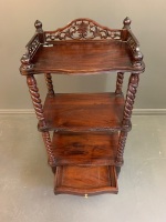 Quality Contemporary 3 Tier Mahogany Whatnot with Carved Frieze & Barly Twist Supports - 4