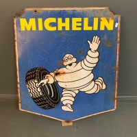 Original 2 Sided Michelin Enamel Chevron Hanging Sign - As Is - 2