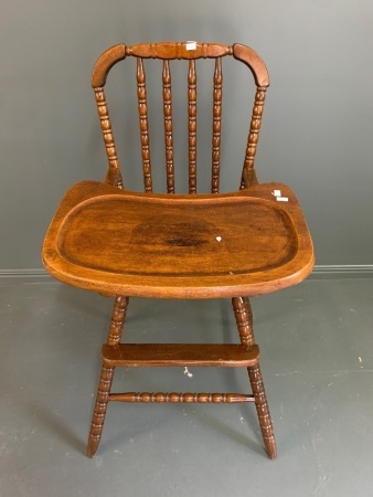 Vintage Spindle Turned High Chair with Sliding Tray