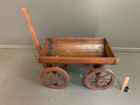 Half Barrel Style Timber Wheeled Cart