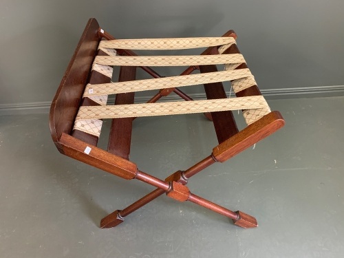 Edwardian Folding Mahogany Suitcase Rack/Stand