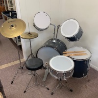 Enforcer Drum Kit inc. 5 Drums, 2 Cymbals, Stool, Foot Pedal, Sticks etc.