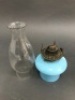 Small Blue Opaline Glass Kero Lamp - 2