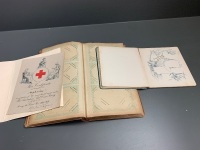 1914-18 Red Cross Certificate, Forget Me Not Early 1900's Autograph Book + Art Nouveau Postcard Album - 2