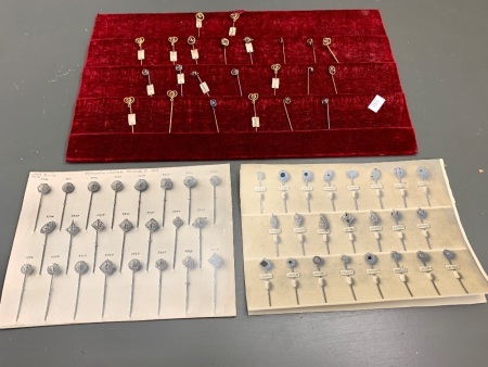 Asstd Lot of 23 Vintage French Stick Pins + Salesmans Cards