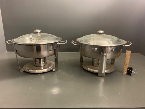 Pair of Stainless Steel Spirit Warmers