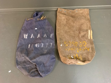 2 x Vintage Military Duffle Bags 1 Army 1 WAAAF